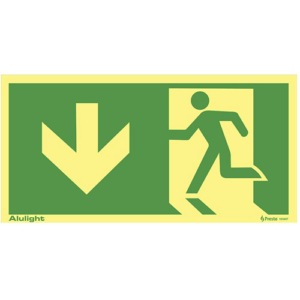Utrymningsskylt pil ner